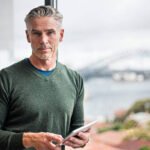 Professional security officer standing on duty with uniform