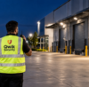 Qwik Security guard protecting a warehouse at night
